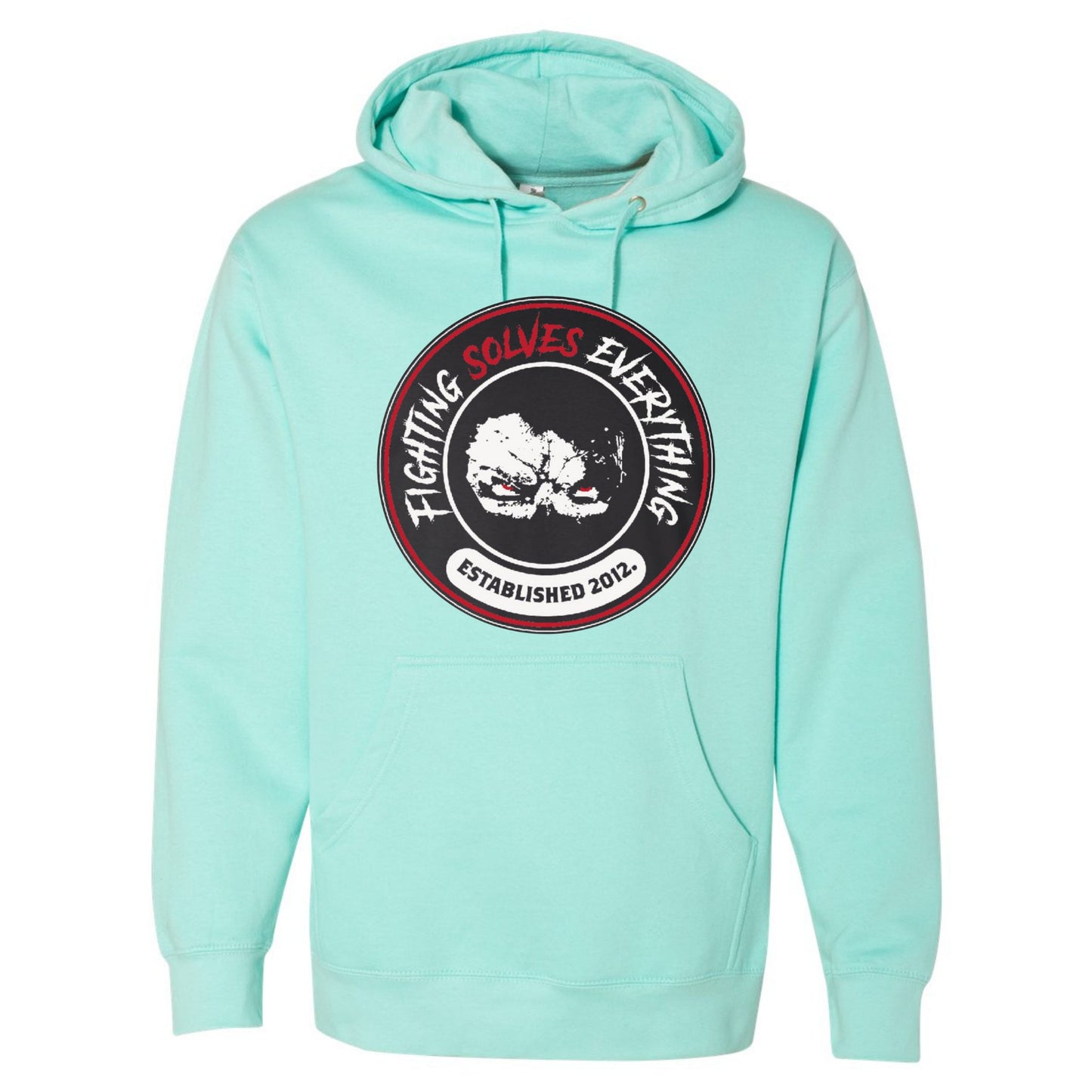 Embroidered Patch Graphic Mint Unisex Hoodie - 'Fighting Solves Everything' Collection - Las Vegas Combat Academy