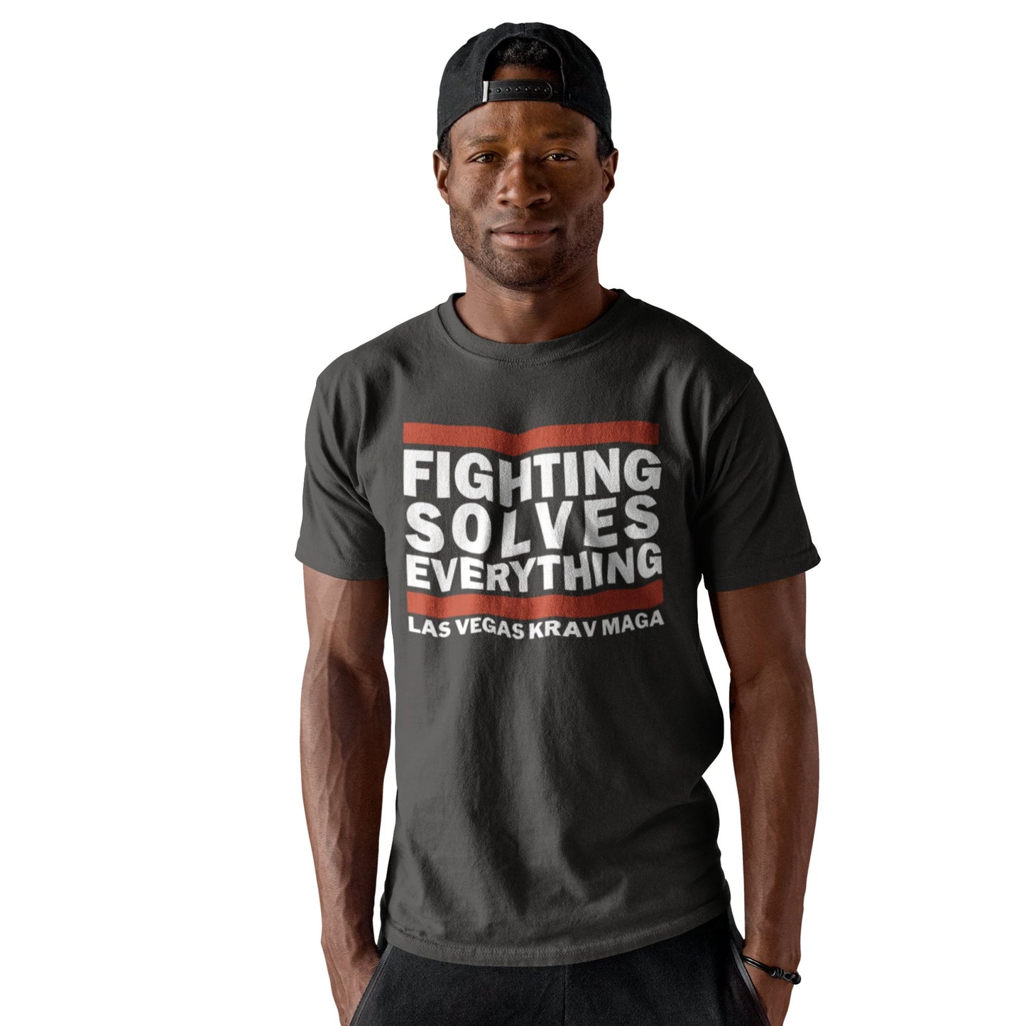 Las Vegas Krav Maga 'Fighting Solves Everything' Medium Unisex T-Shirt - Las Vegas Combat Academy