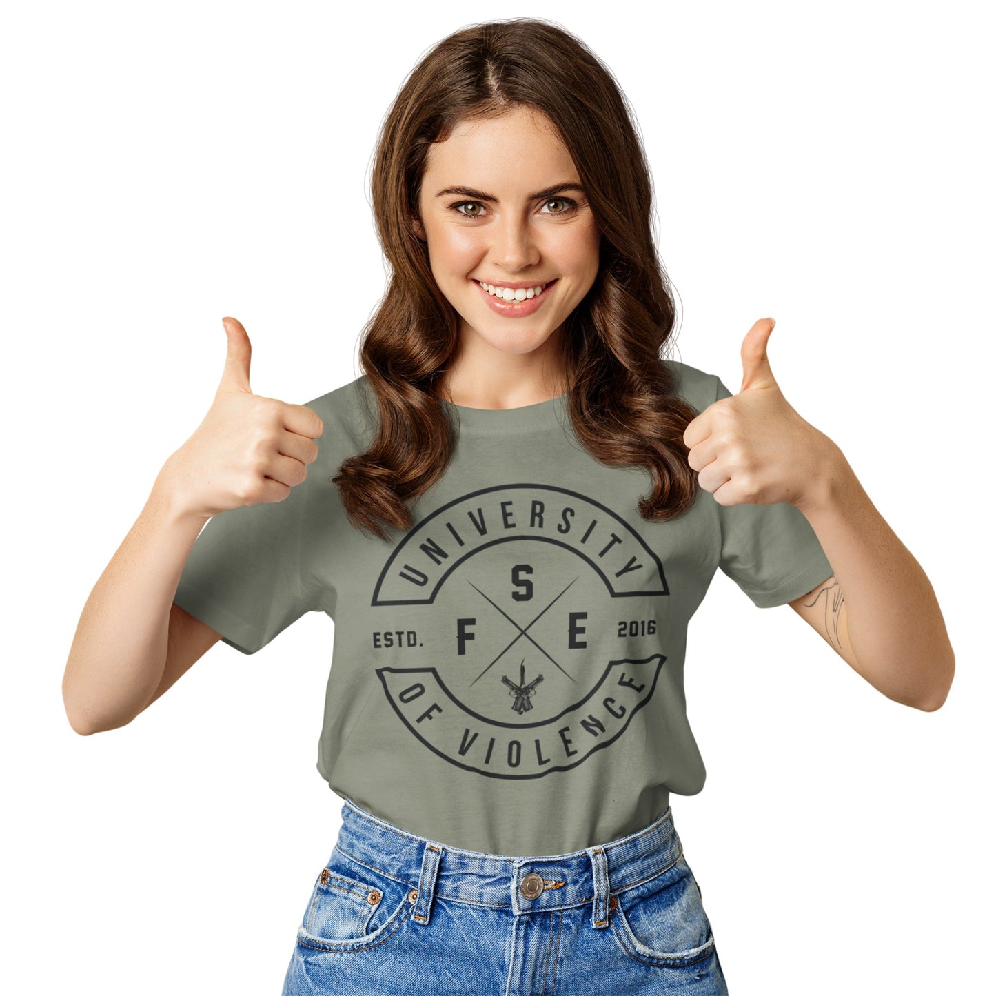 University of Violence Tee – Unisex Heather Military Green Shirt - Las Vegas Combat Academy